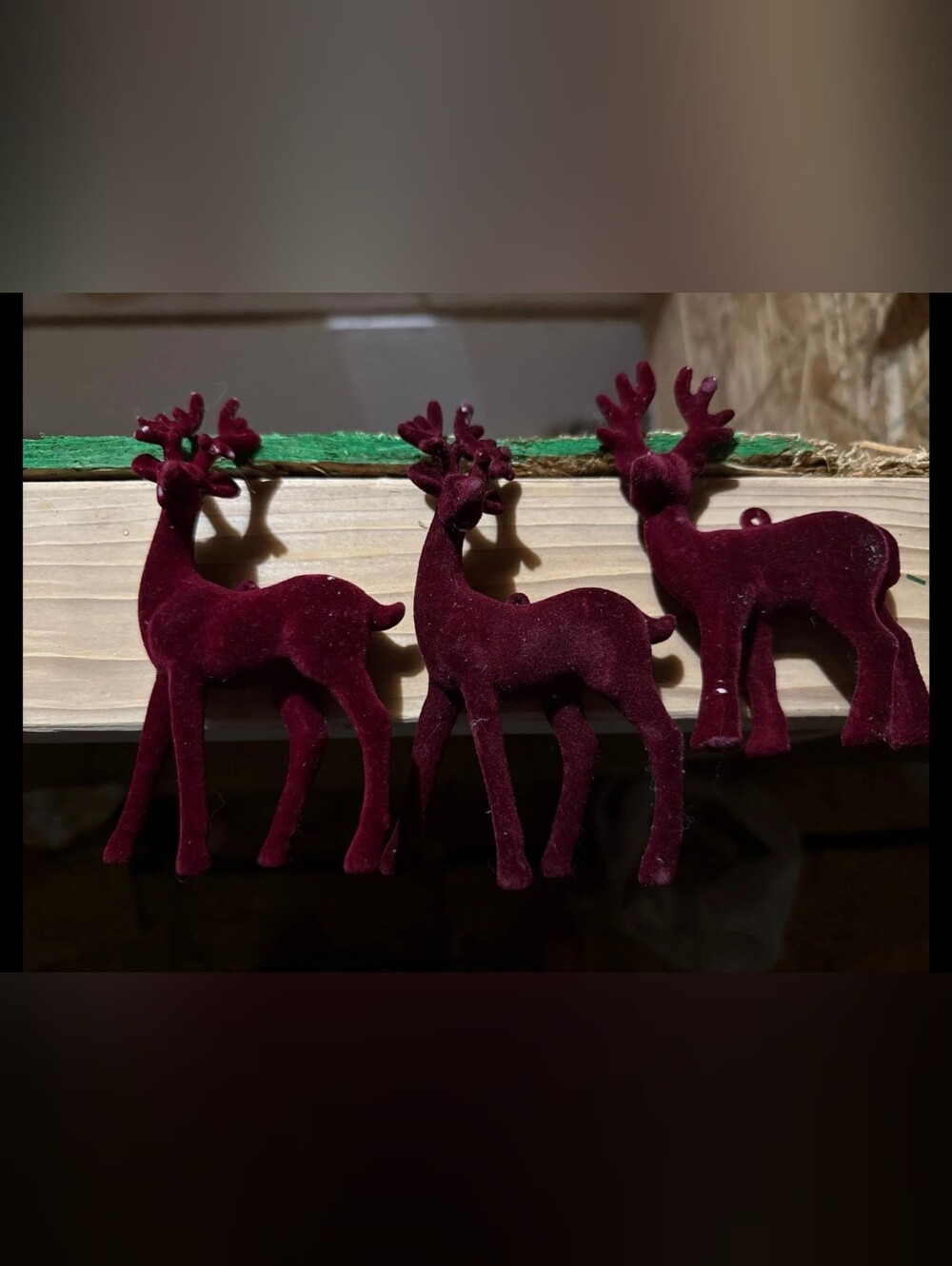 Vintage german Hirsch Bordeaux wine red flocked deer set of 3